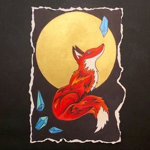 “Crystal Fox” Moon Spirit Art Print 5” by 7”
